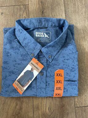 Eddie Bauer Men's Short Sleeve Textured Mesh Button up Shirt
